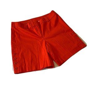 Talbots Orange Red Bermuda Chino Shorts Women's Size 10 Button Leg Accents